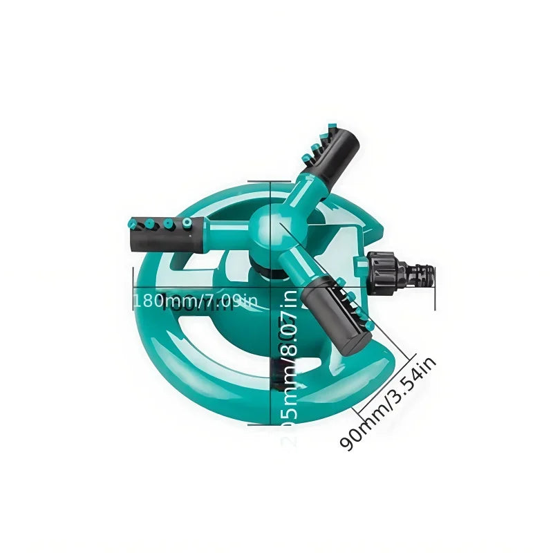 360 Degree Garden Sprinkler, 3-Fork Automatic Rotating Large Area Coverage, Garden Sprinkler for Plant Irrigation