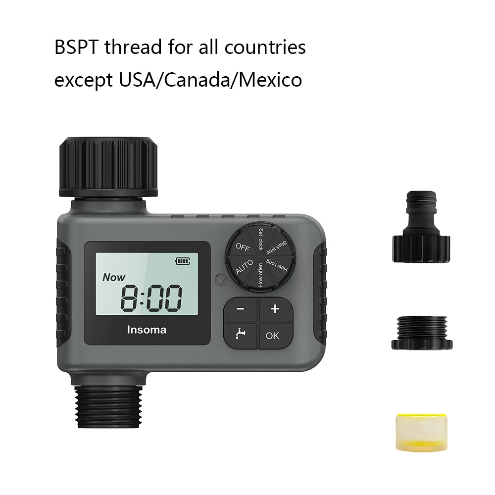 Insoma Automatic Water Timer Intelligent Irrigation Watering System Sprinkler Timer Garden Programmer Equipment IPX7 LCD Display