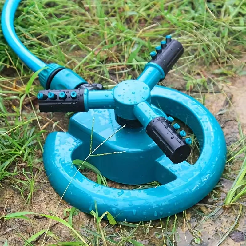 360 Degree Garden Sprinkler, 3-Fork Automatic Rotating Large Area Coverage, Garden Sprinkler for Plant Irrigation